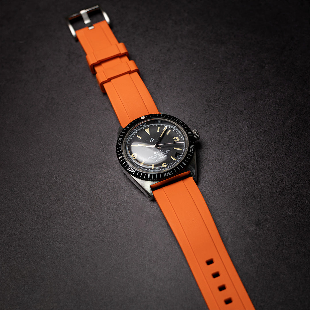 time+ FKM Rubber Raised Line Quick Release Watch Strap Orange