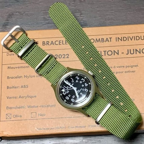 time+ Ballistic Nylon Military Watch Strap Olive on KELTON