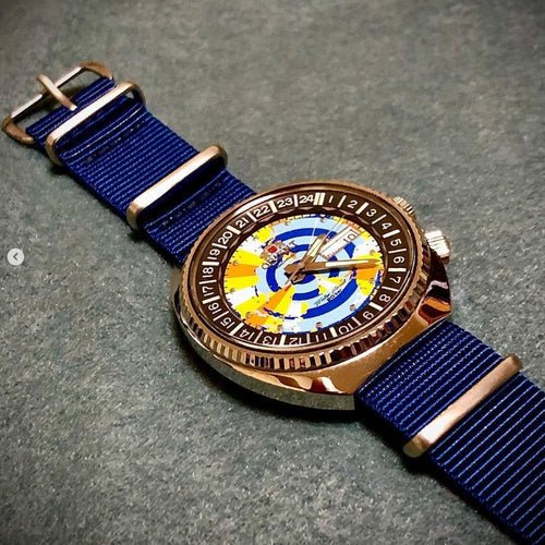 time+ Ballistic Nylon Watch Strap Navy on ORIENT World Map - time+
