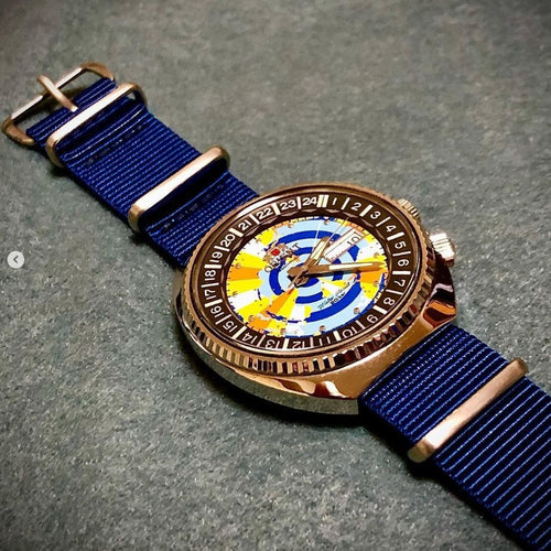 time+ Ballistic Nylon Watch Strap Navy on Orient World Map