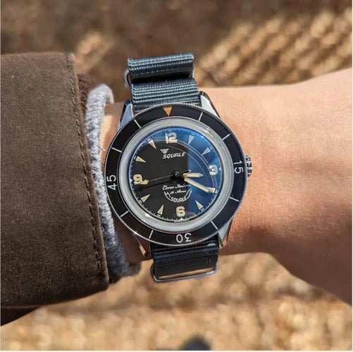 time+ Ballistic Nylon Military Watch Strap Dark Grey on SQUALE SUB-39 - time+