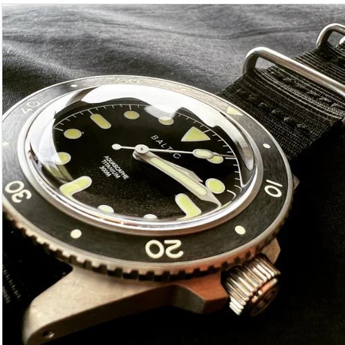 time+  Ballistic Nylon Military Watch Strap Black on BALTIC AQUASCAPHE TITANIUM Black - time+