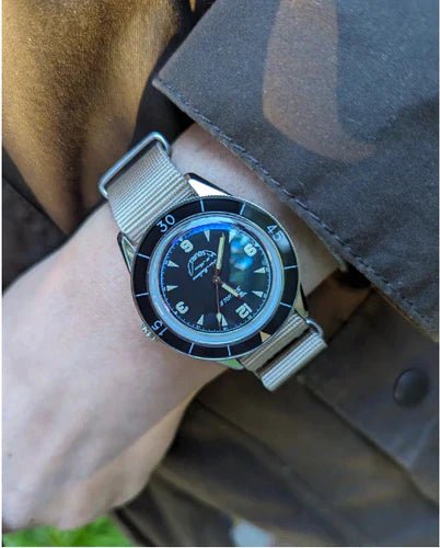 time+ Ballistic Nylon Military Watch Strap Beige on SQUALE SUB-39 - time+