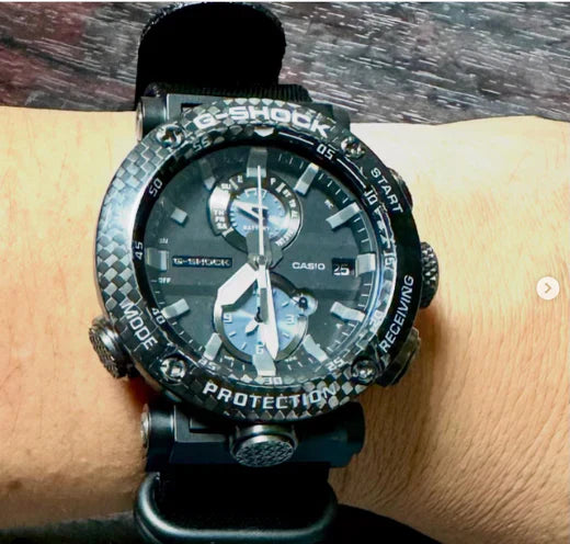 time+ 5-ring Seat Belt Nylon Military Watch Strap Black on CASIO G-SHOCK