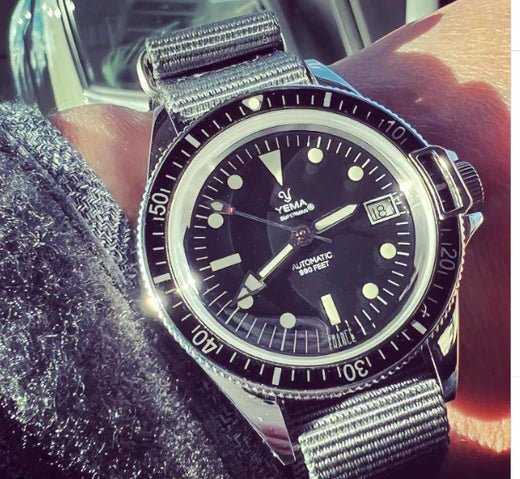 time+ Ballistic Nylon Military Watch Strap Light Grey on YEMA SUPERMAN HERITAGE - time+