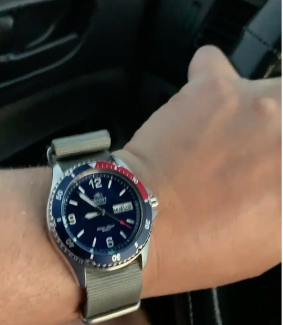 time+ Ballistic Nylon Watch Strap Olive on ORIENT Diver