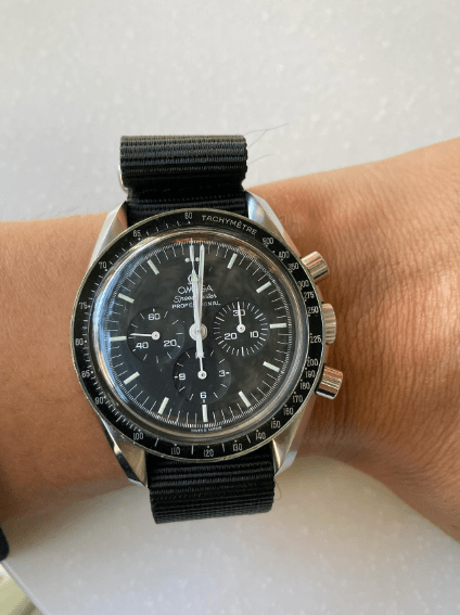 time+ Ballistic Nylon Military Watch Strap Black on OMEGA Speedmaster Professional - time+