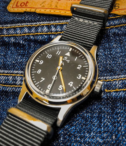 time+ Ballistic Nylon Military Watch Strap Dark Grey on SMITHS NAVIGATOR PRS-48 - time+