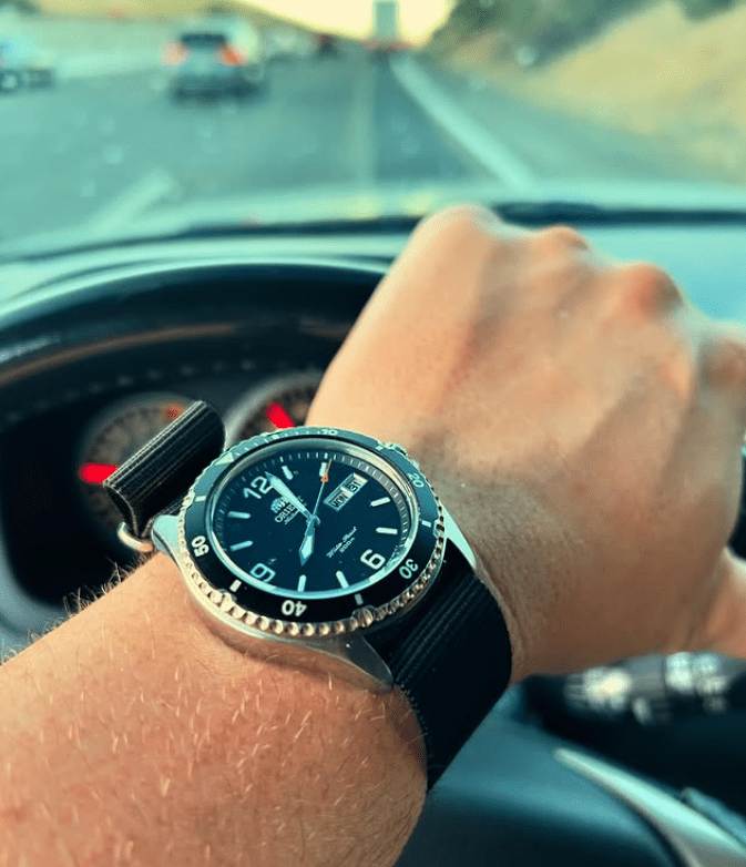 time+ Ballistic Nylon Military Watch Strap Black on ORIENT - time+