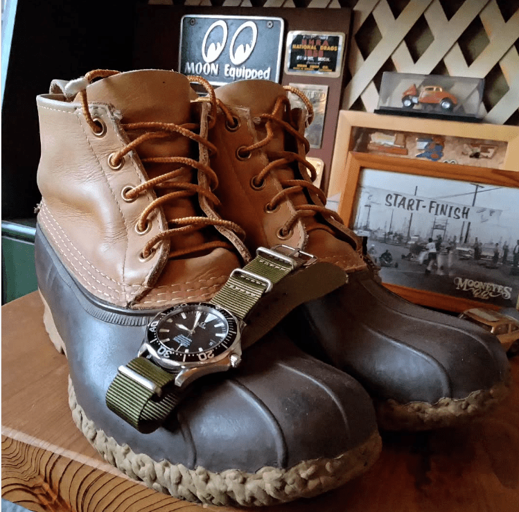 time+ Ballistic Nylon Military Watch Strap Olive on OMEGA SAEMASTER - time+