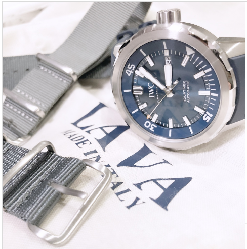 time+ Ballistic Nylon Military Watch Strap Light Grey & Dark Grey on IWC