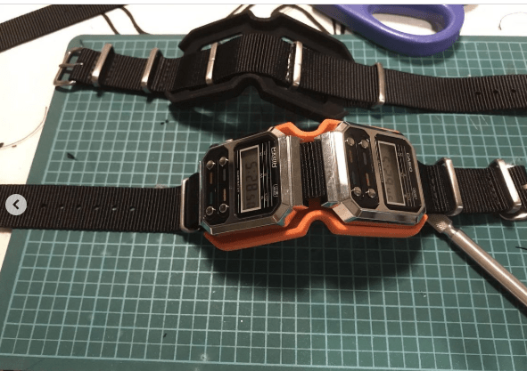 time+ Ballistic Nylon Military Watch Strap Black on CASIO F-100 - time+