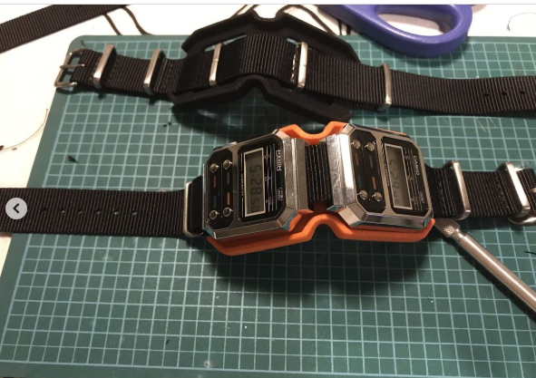 time+ Ballistic Nylon Military Watch Strap Black on CASIO F-100