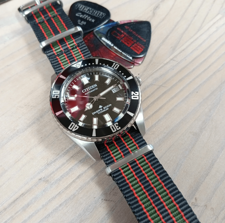 time+ Ballistic Nylon Military Watch Strap Vintage Bond on CITIZEN Diver - time+