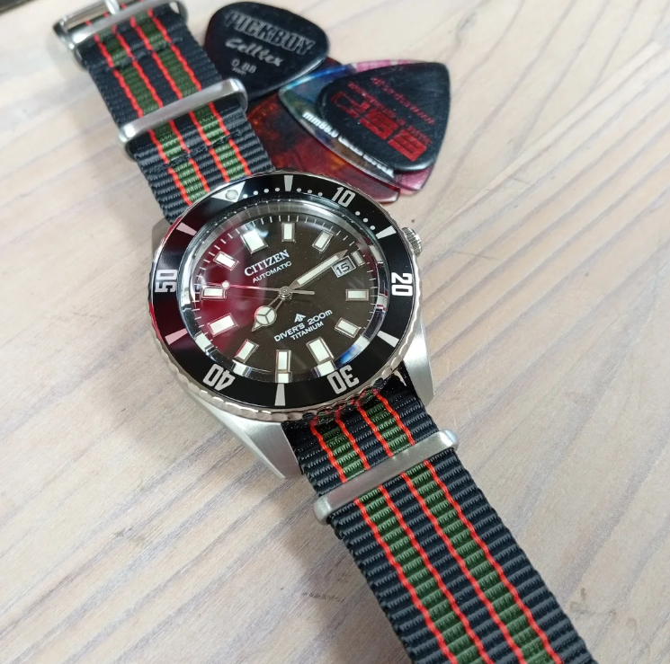 time+ Ballistic Nylon Military Watch Strap Vintage Bond on CITIZEN Diver
