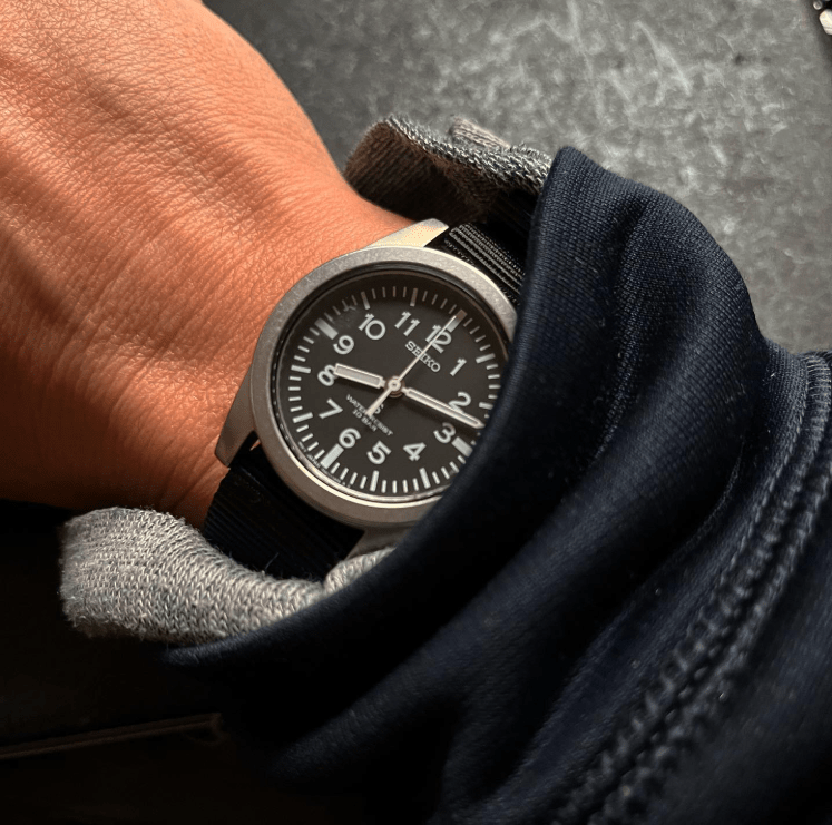 time+ Ballistic Nylon Military Watch Strap Black on SEIKO SUS - time+
