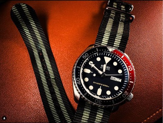 time+ Ballistic Nylon Military Watch Strap Bond on SEIKO SKX175 - time+