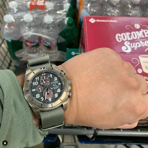 time+ Ballistic Nylon Military Watch Strap Light Grey on CITIZEN - time+