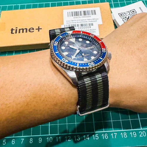 time+ Ballistic Nylon Military Watch Strap Bond on SEIKO Divers Pepsi - time+