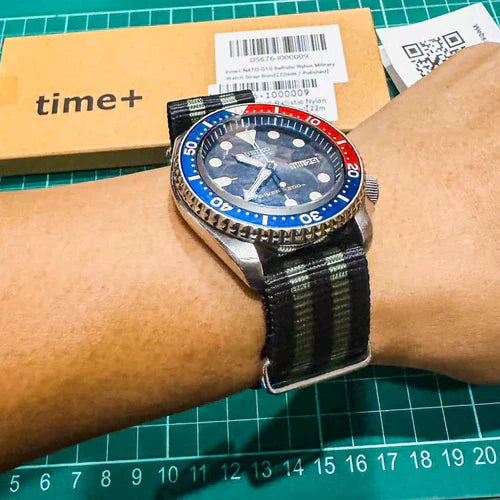 time+ Ballistic Nylon Military Watch Strap Bond on SEIKO Divers Pepsi