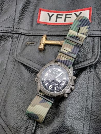 time+ Nylon Camouflage Military Watch Strap on CITIZEN JV1008-63E