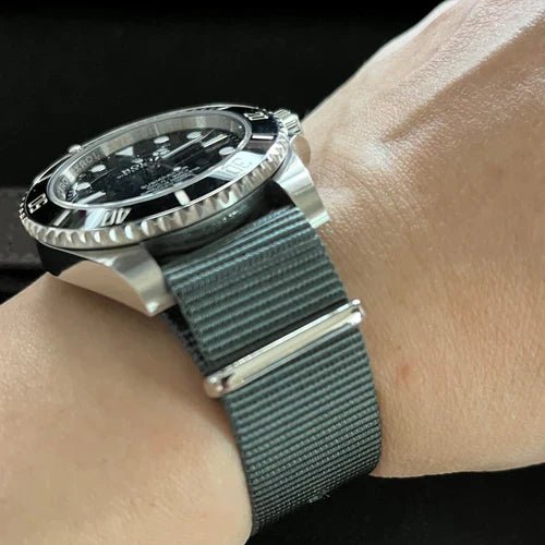 time+ Ballistic Nylon Military Watch Strap Dark Grey on ROLEX Submariner - time+