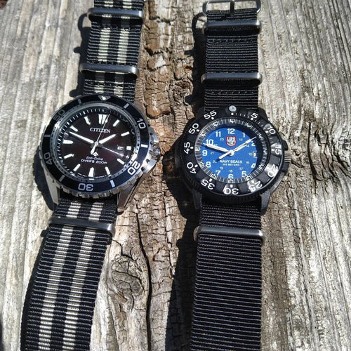 time+ Ballistic Nylon Military Watch Strap Bond on CITIZEN and Black on LUMINOX