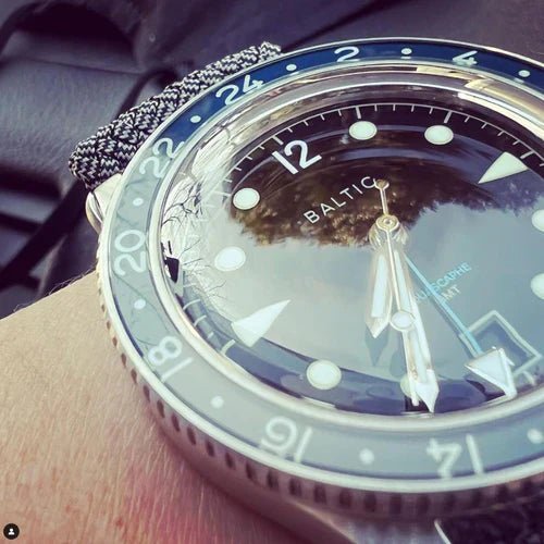 time+ Perlon Military Watch Strap Grey on BALTIC AQUASCAPHE GMT - time+