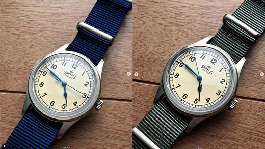 time+ Ballistic Nylon Military Watch Strap Navy & Light Grey on SMITHS PRS29 - time+