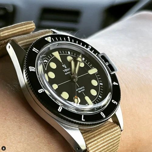 time+ Ballistic Nylon Watch Strap Olive on BALTIC AQUASCAPHE White - time+