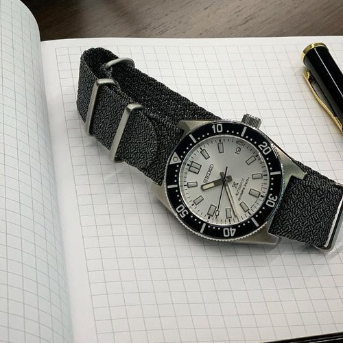 time+ Perlon Military Watch Strap Grey on SEIKO SPB213 - time+