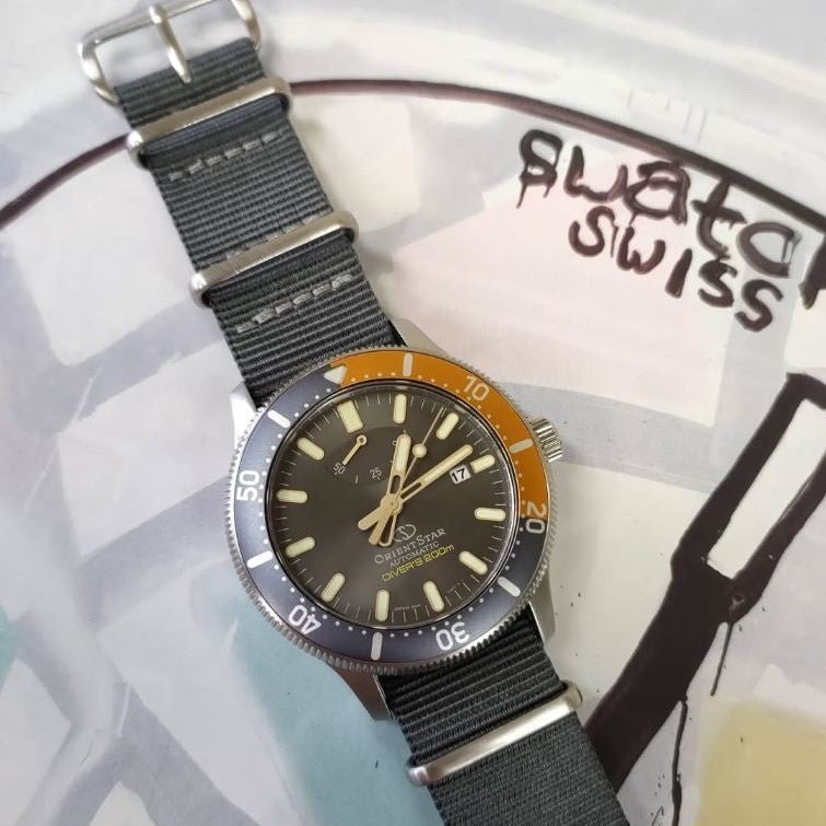 time+  Ballistic Nylon Military Watch Strap Light Grey on ORIENT STAR RK-AU0308N - time+