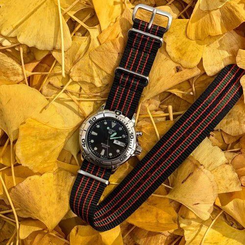 time+ Ballistic Nylon Military Watch Strap Vintage Bond on SEIKO AGS 5M23-6A60 - time+