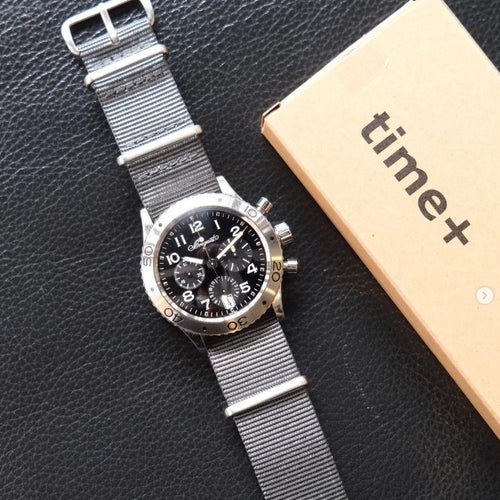 time+ Ballistic Nylon Military Watch Strap Light Grey on BREGUET Transatlantique - time+