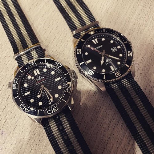 time+ Ballistic Nylon Military Watch Strap Bond on OMEGA Seamaster & CASIO - time+