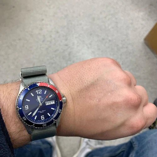 time+ Ballistic Nylon Military Watch Strap Light Grey on ORIENT Divers (2) - time+