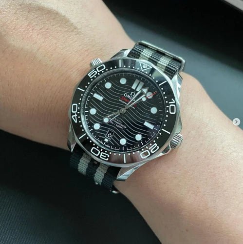 time+ Ballistic Nylon Military Watch Strap Bond on OMEGA Seamaster Diver 300m - time+