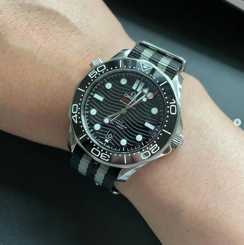 time+ Ballistic Nylon Military Watch Strap Bond on OMEGA Seamaster Diver 300m