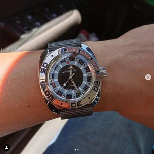 time+ Ballistic Nylon Military Watch Strap Dark Grey on VOSTOK 710927 - time+