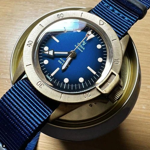 time+ Ballistic Nylon Military Watch Strap Navy on YEMA SUPERMAN HERITAGE bronze LIMITED EDITION - time+
