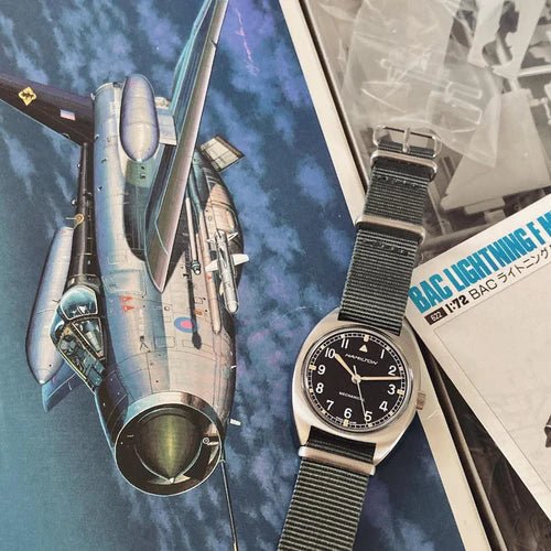 time+ Ballistic Nylon Military Watch Strap Dark Grey on HAMILTON PILOT PIONEER MECHANICAL - time+