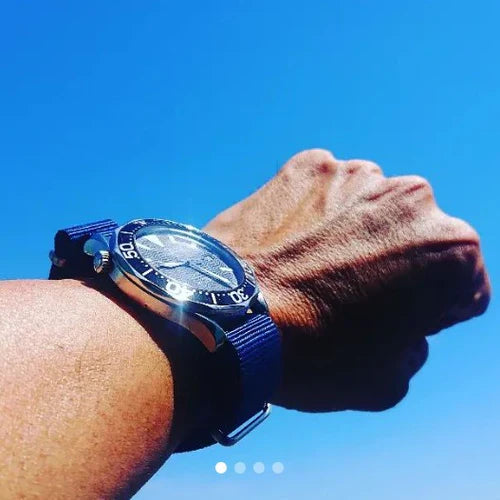 time+ Ballistic Nylon Military Watch Strap Navy on OMEGA Seamaster