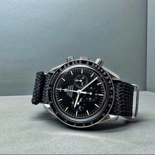 time+ Perlon Military Watch Strap Black on OMEGA Speedmaster - time+