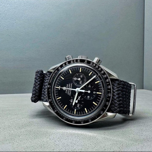 time+ Perlon Military Watch Strap Black on OMEGA Speedmaster