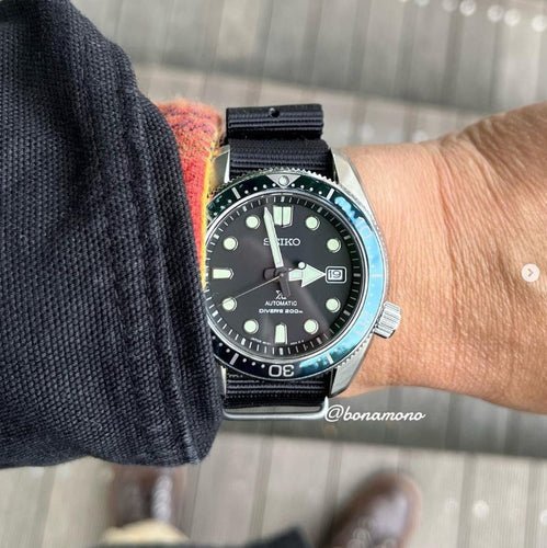 time+ Ballistic Nylon Military Watch Strap Black on SEIKO SBDC063 - time+