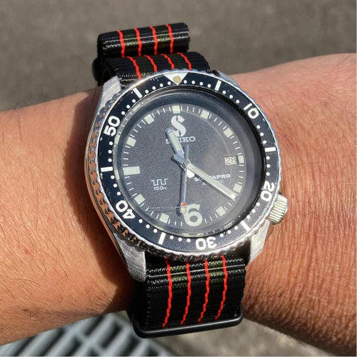 time+  Ballistic Nylon Military Watch Strap Vintage Bond on SEIKO SCUBAPRO7002-7001