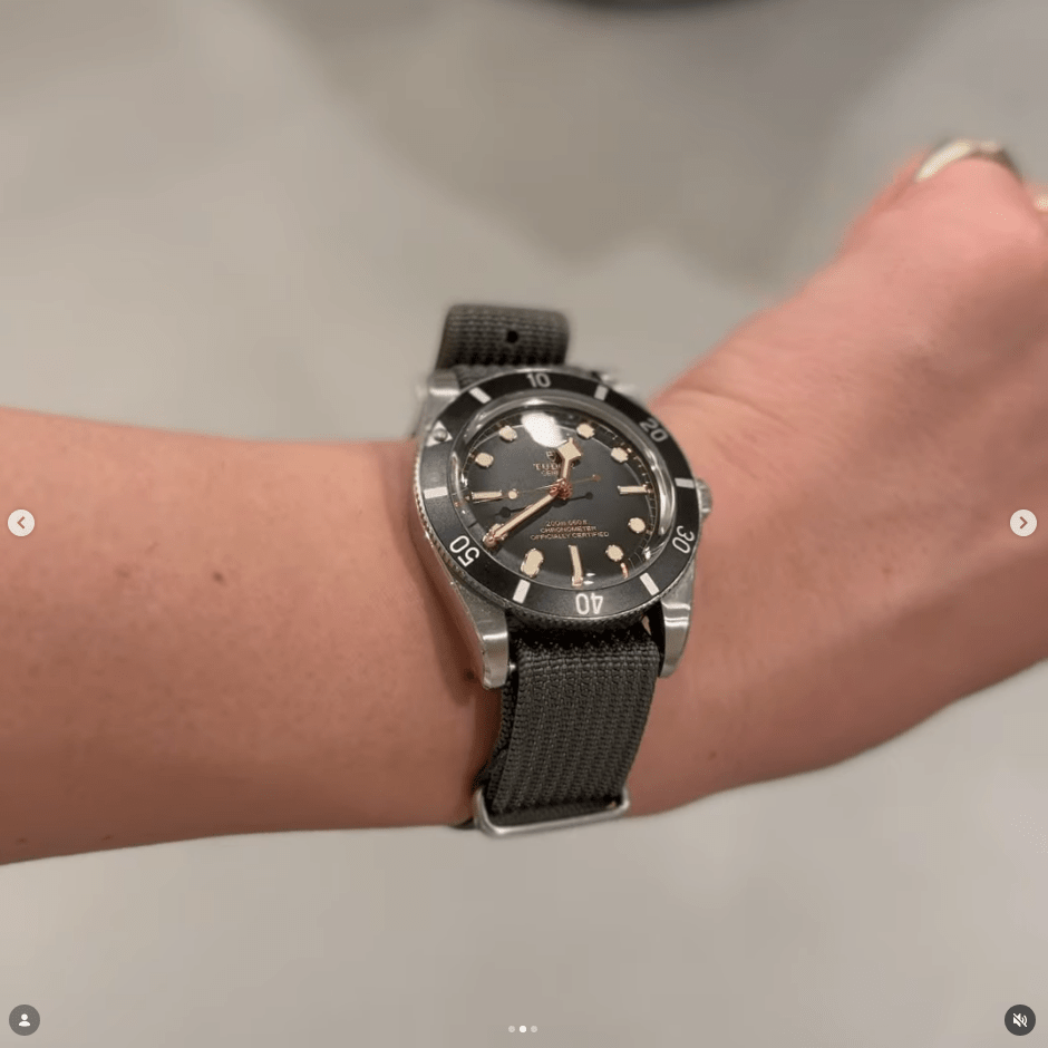 time+ Ribbed Nylon Military Watch Strap / Dark Grey - Brushed on TUDOR - time+