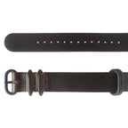 time+ 5 - ring Oil Leather Military Watch Strap Dark Brown