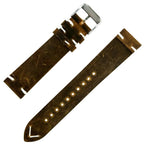 time+ 2 Piece Distressed Leather Watch Strap Vintage Brown - Polished