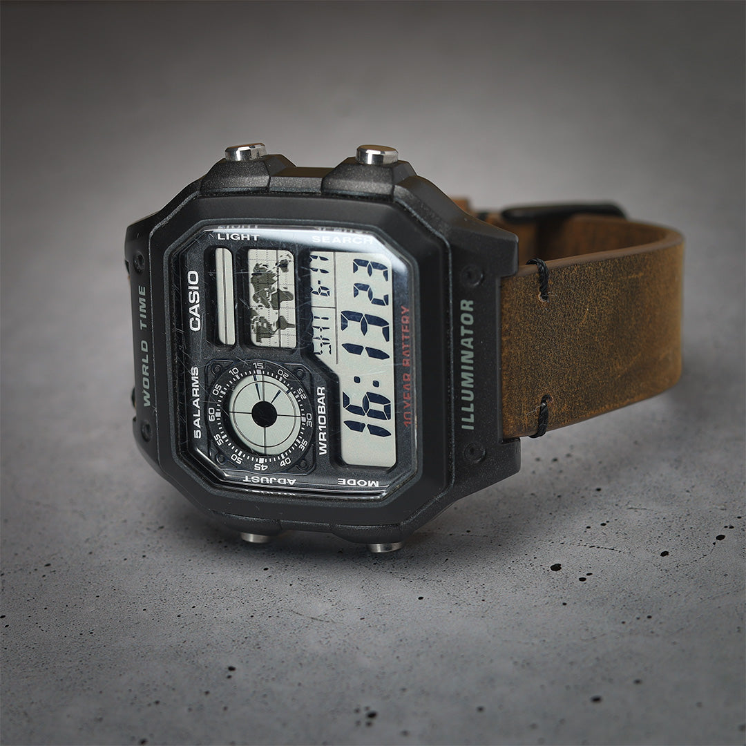 time+ 2 Piece Distressed Leather Watch Strap Vintage Brown